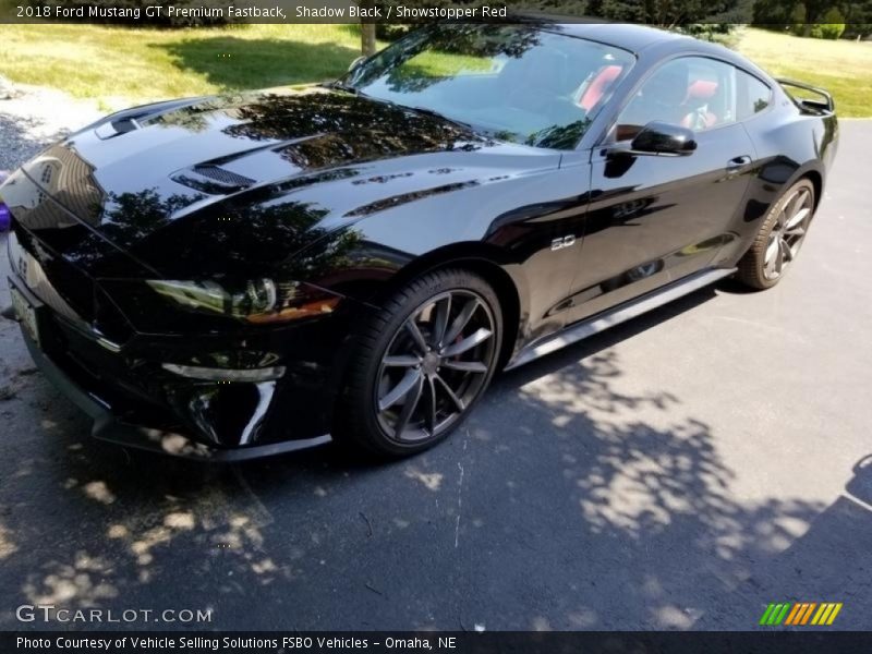 Shadow Black / Showstopper Red 2018 Ford Mustang GT Premium Fastback