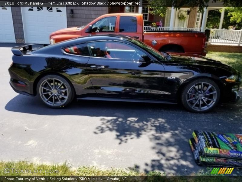 Shadow Black / Showstopper Red 2018 Ford Mustang GT Premium Fastback
