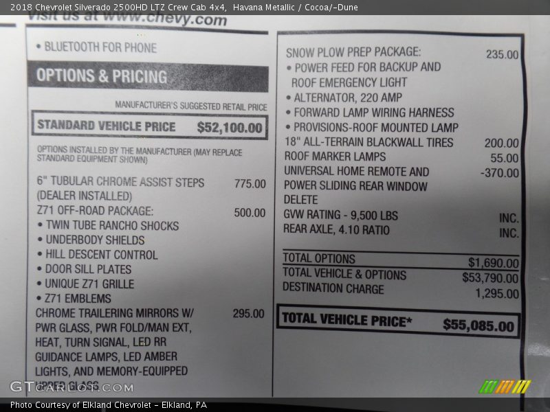Havana Metallic / Cocoa/­Dune 2018 Chevrolet Silverado 2500HD LTZ Crew Cab 4x4