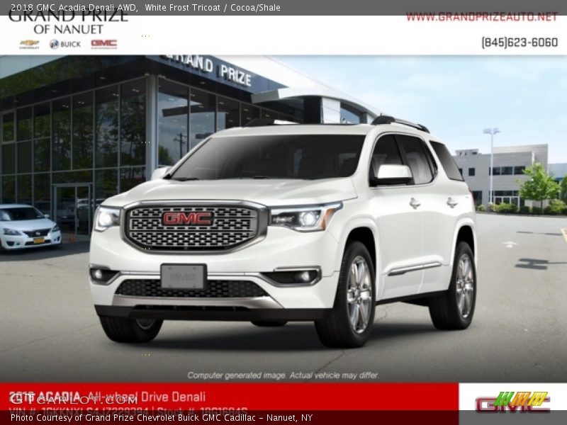 White Frost Tricoat / Cocoa/Shale 2018 GMC Acadia Denali AWD