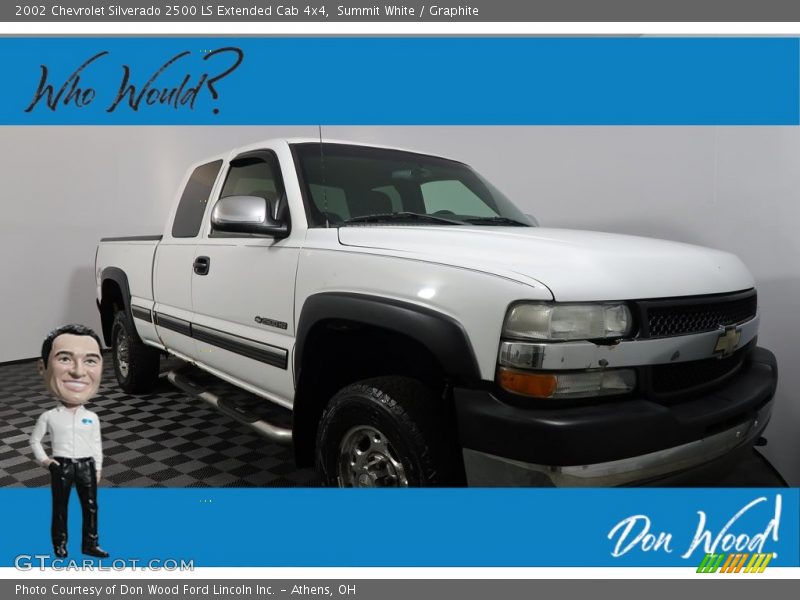 Summit White / Graphite 2002 Chevrolet Silverado 2500 LS Extended Cab 4x4