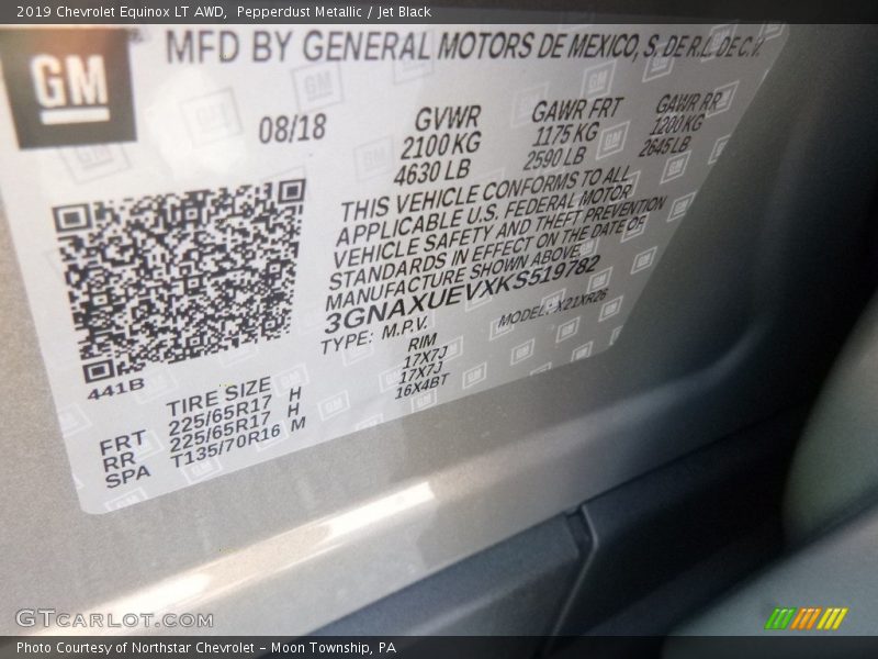 Pepperdust Metallic / Jet Black 2019 Chevrolet Equinox LT AWD