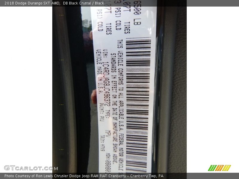 DB Black Crystal / Black 2018 Dodge Durango SXT AWD
