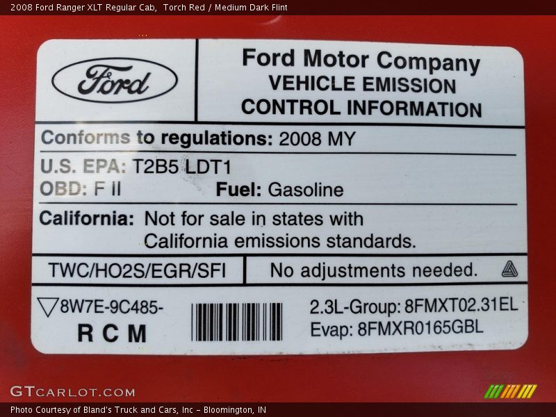 Torch Red / Medium Dark Flint 2008 Ford Ranger XLT Regular Cab