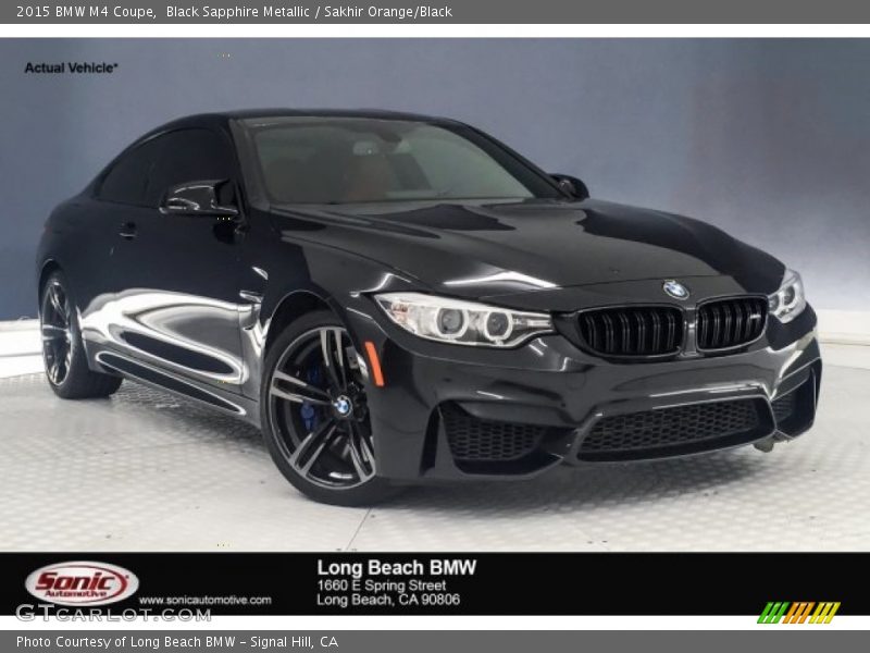 Black Sapphire Metallic / Sakhir Orange/Black 2015 BMW M4 Coupe