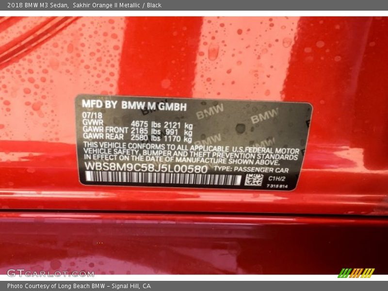 Sakhir Orange II Metallic / Black 2018 BMW M3 Sedan