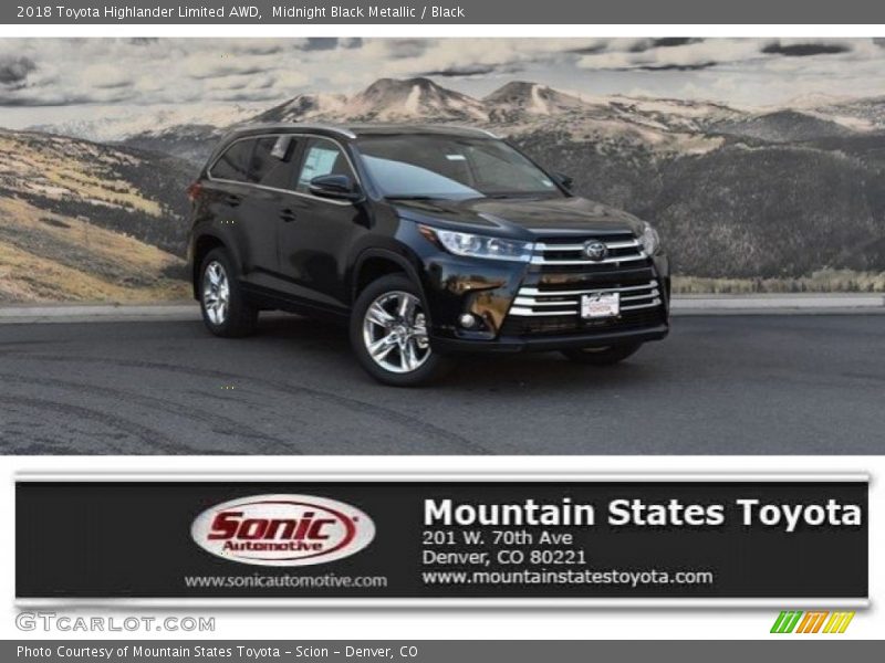 Midnight Black Metallic / Black 2018 Toyota Highlander Limited AWD