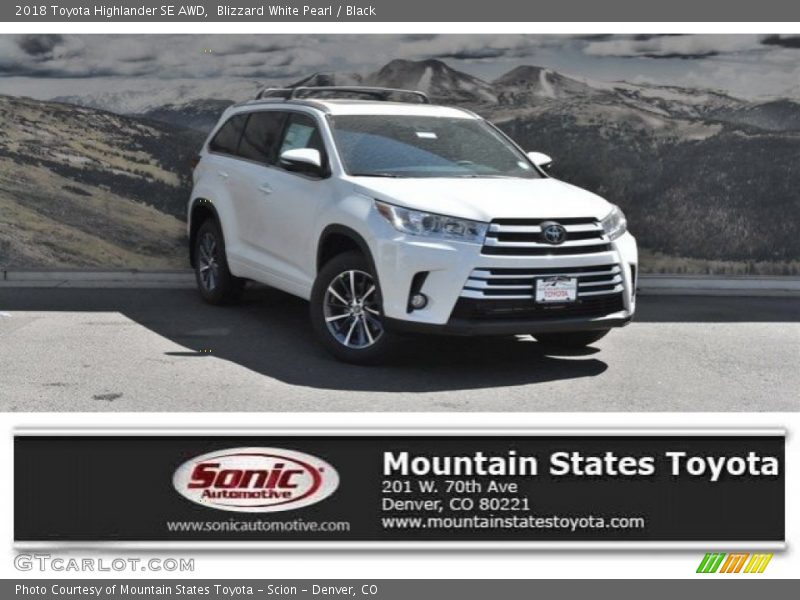 Blizzard White Pearl / Black 2018 Toyota Highlander SE AWD
