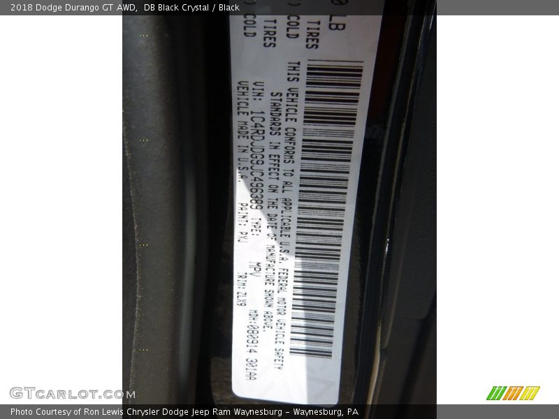 DB Black Crystal / Black 2018 Dodge Durango GT AWD