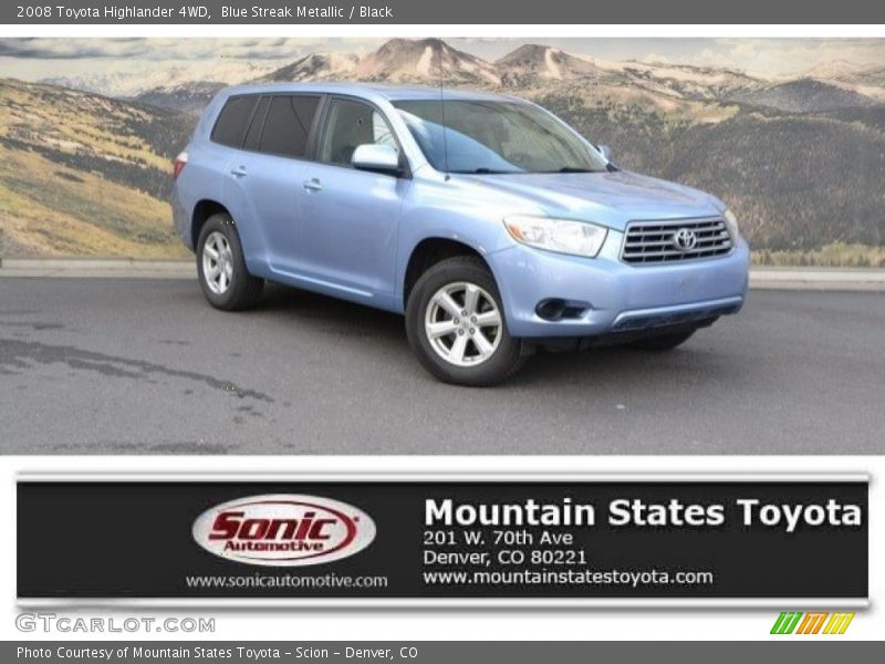 Blue Streak Metallic / Black 2008 Toyota Highlander 4WD