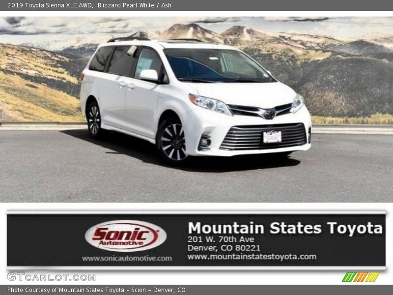 Blizzard Pearl White / Ash 2019 Toyota Sienna XLE AWD