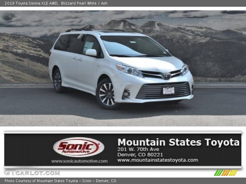 Blizzard Pearl White / Ash 2019 Toyota Sienna XLE AWD