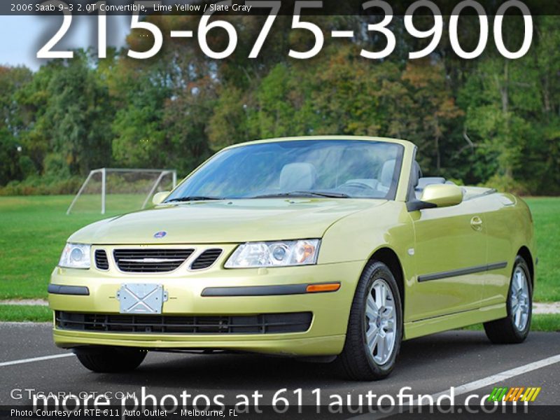 Lime Yellow / Slate Gray 2006 Saab 9-3 2.0T Convertible