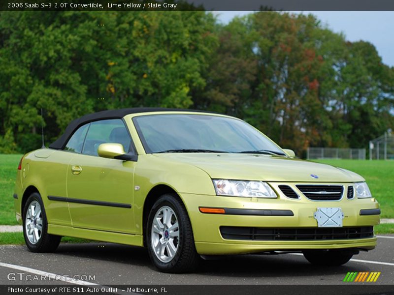Lime Yellow / Slate Gray 2006 Saab 9-3 2.0T Convertible