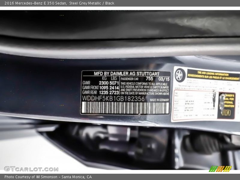 Steel Grey Metallic / Black 2016 Mercedes-Benz E 350 Sedan