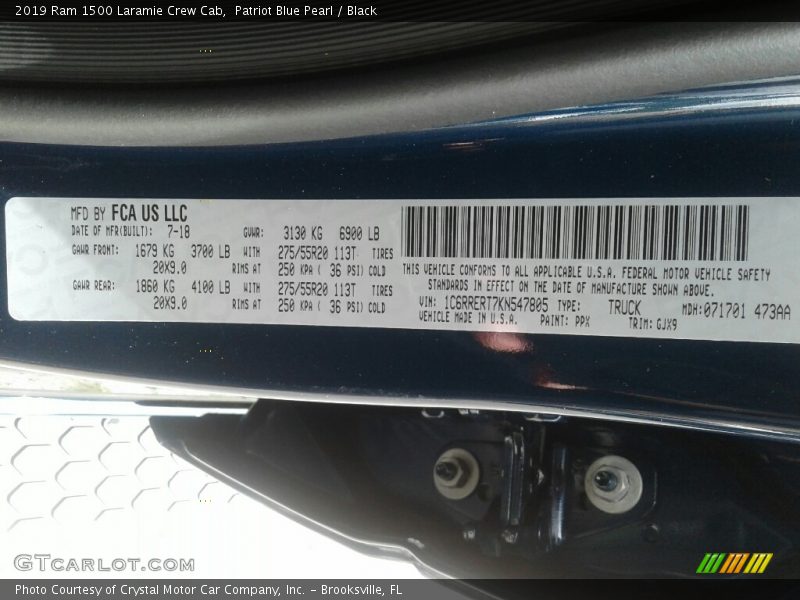 2019 1500 Laramie Crew Cab Patriot Blue Pearl Color Code PPX