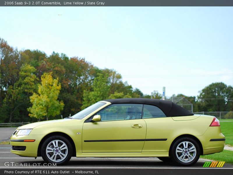 Lime Yellow / Slate Gray 2006 Saab 9-3 2.0T Convertible