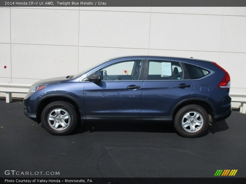 Twilight Blue Metallic / Gray 2014 Honda CR-V LX AWD