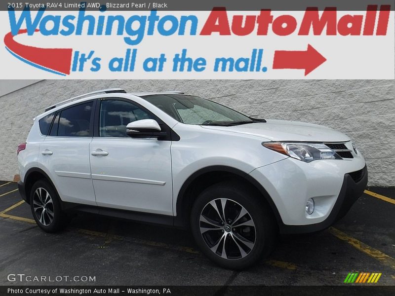 Blizzard Pearl / Black 2015 Toyota RAV4 Limited AWD