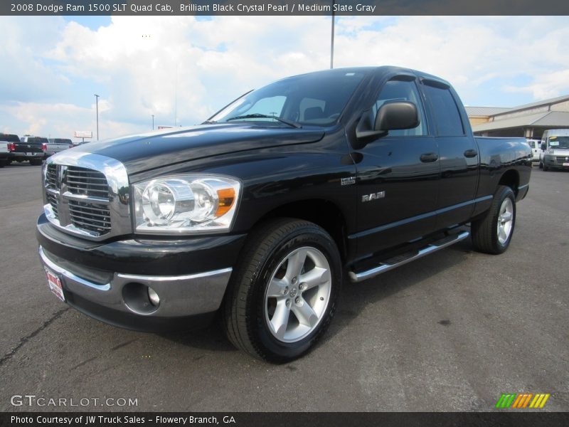 Brilliant Black Crystal Pearl / Medium Slate Gray 2008 Dodge Ram 1500 SLT Quad Cab