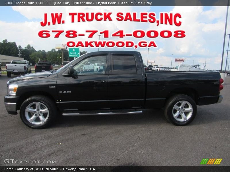 Brilliant Black Crystal Pearl / Medium Slate Gray 2008 Dodge Ram 1500 SLT Quad Cab