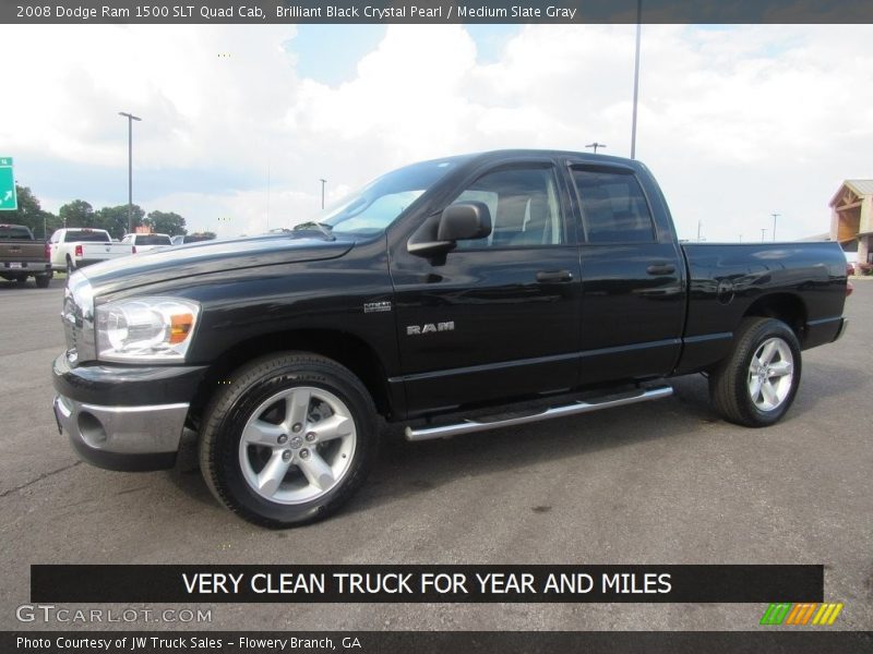 Brilliant Black Crystal Pearl / Medium Slate Gray 2008 Dodge Ram 1500 SLT Quad Cab