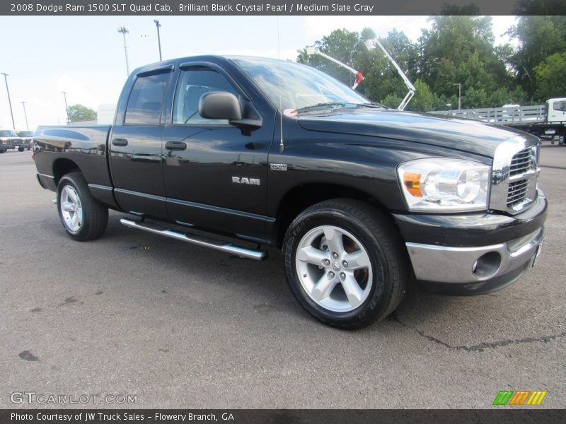 Brilliant Black Crystal Pearl / Medium Slate Gray 2008 Dodge Ram 1500 SLT Quad Cab