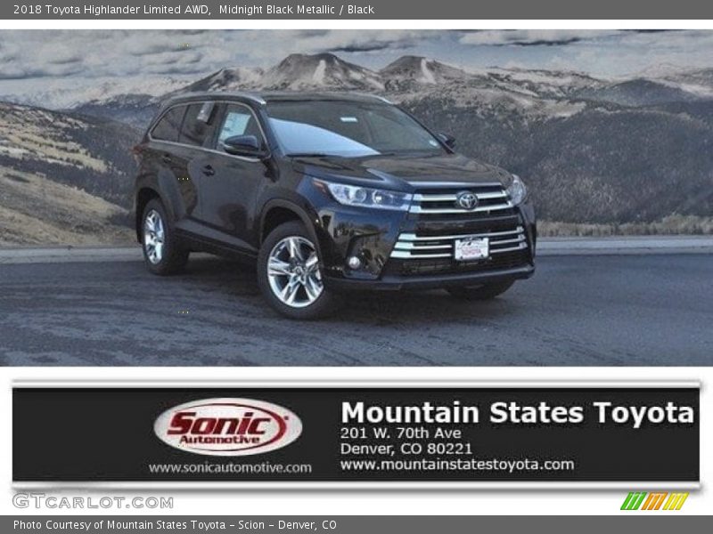Midnight Black Metallic / Black 2018 Toyota Highlander Limited AWD