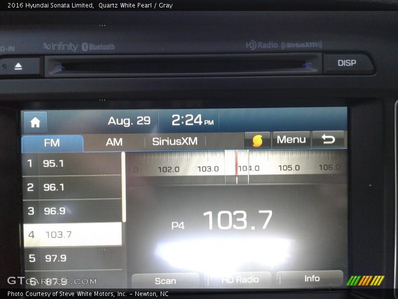 Quartz White Pearl / Gray 2016 Hyundai Sonata Limited