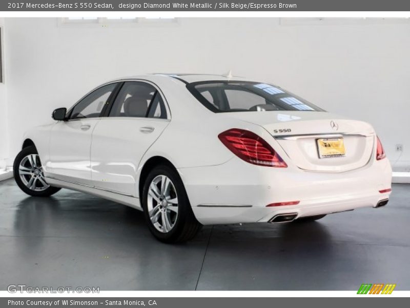 designo Diamond White Metallic / Silk Beige/Espresso Brown 2017 Mercedes-Benz S 550 Sedan