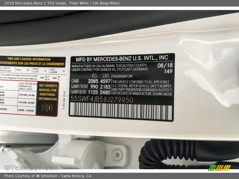 Polar White / Silk Beige/Black 2018 Mercedes-Benz C 300 Sedan