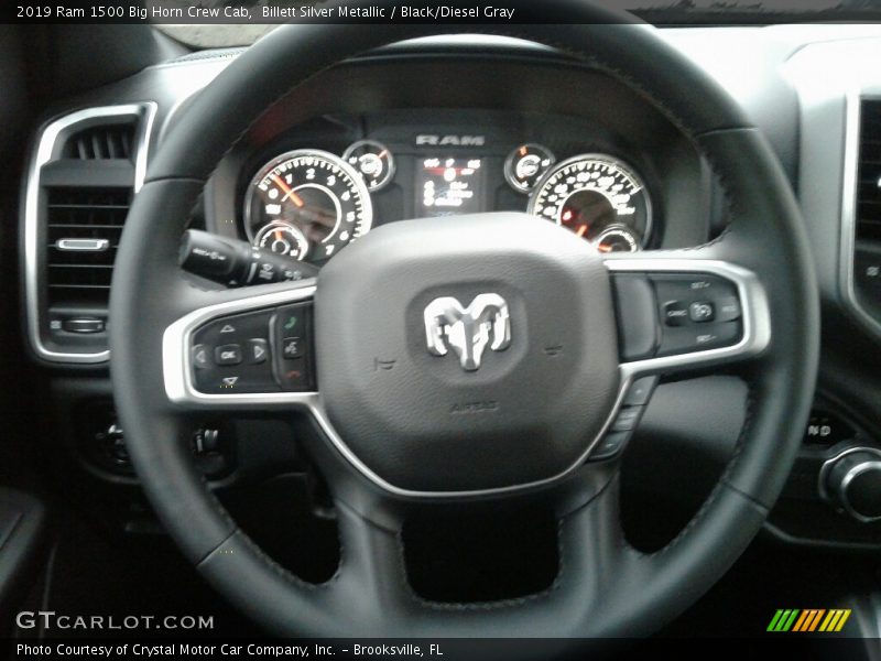 Billett Silver Metallic / Black/Diesel Gray 2019 Ram 1500 Big Horn Crew Cab