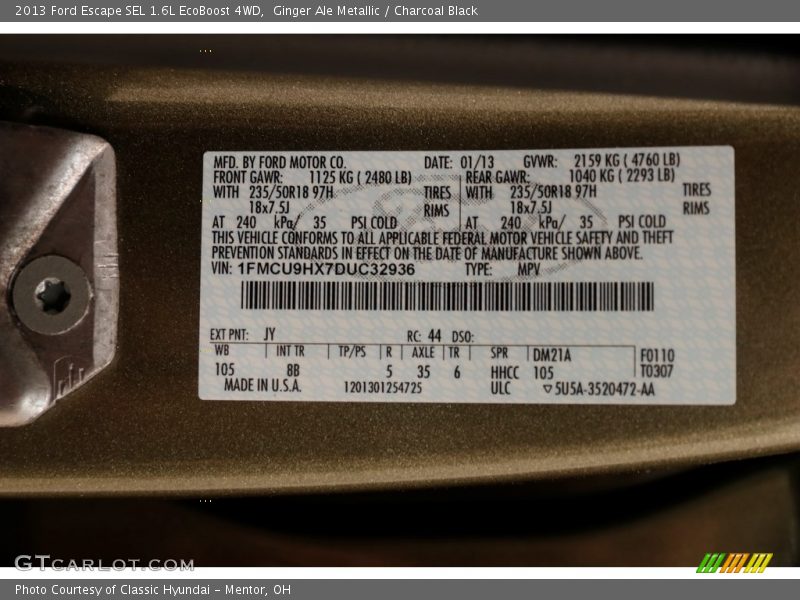 Ginger Ale Metallic / Charcoal Black 2013 Ford Escape SEL 1.6L EcoBoost 4WD