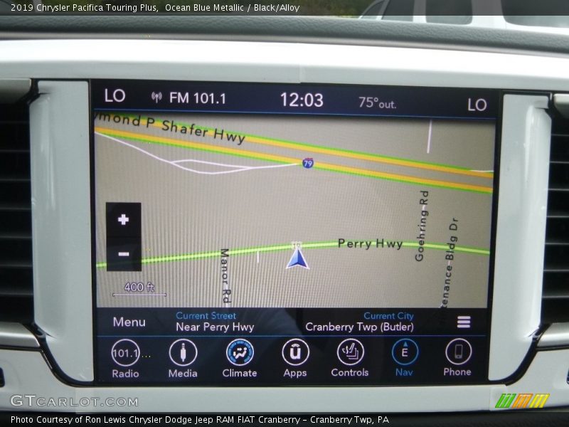 Ocean Blue Metallic / Black/Alloy 2019 Chrysler Pacifica Touring Plus