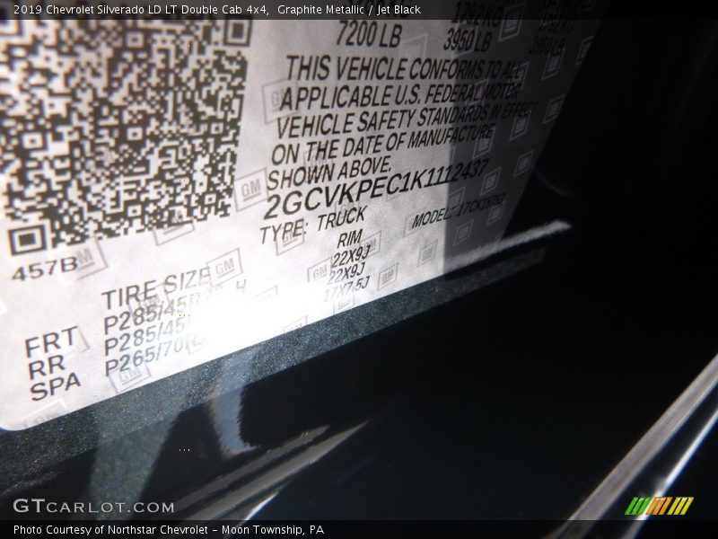 Graphite Metallic / Jet Black 2019 Chevrolet Silverado LD LT Double Cab 4x4