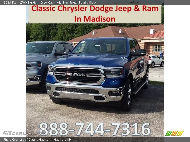 Blue Streak Pearl / Black 2019 Ram 1500 Big Horn Crew Cab 4x4