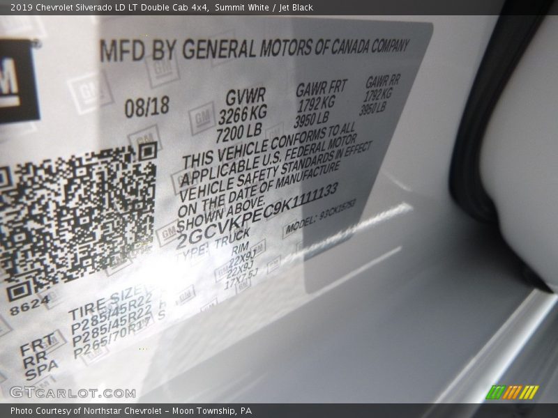 Summit White / Jet Black 2019 Chevrolet Silverado LD LT Double Cab 4x4