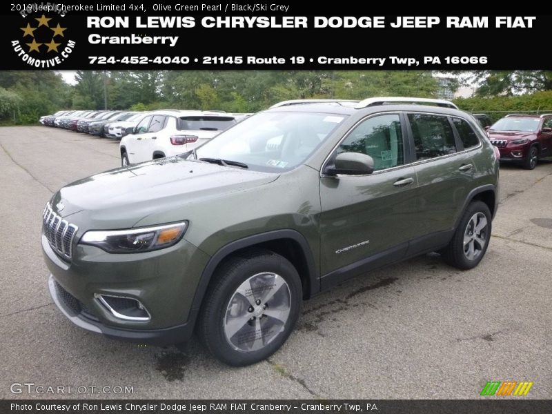 Olive Green Pearl / Black/Ski Grey 2019 Jeep Cherokee Limited 4x4