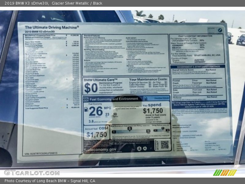 Glacier Silver Metallic / Black 2019 BMW X3 sDrive30i