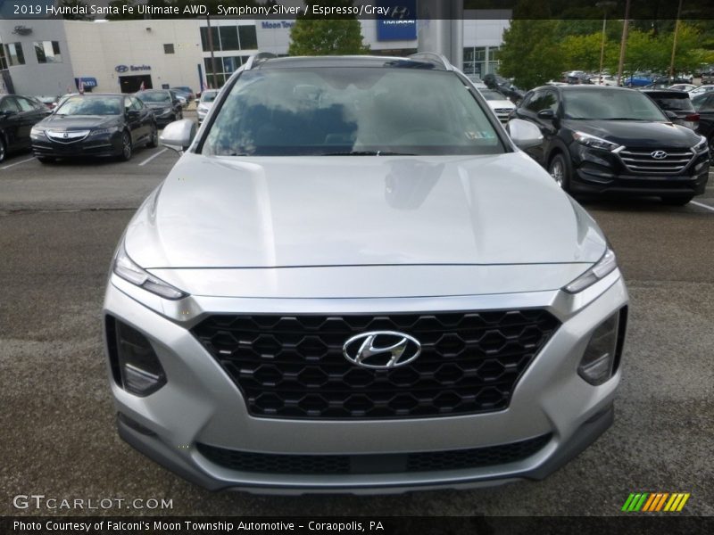 Symphony Silver / Espresso/Gray 2019 Hyundai Santa Fe Ultimate AWD