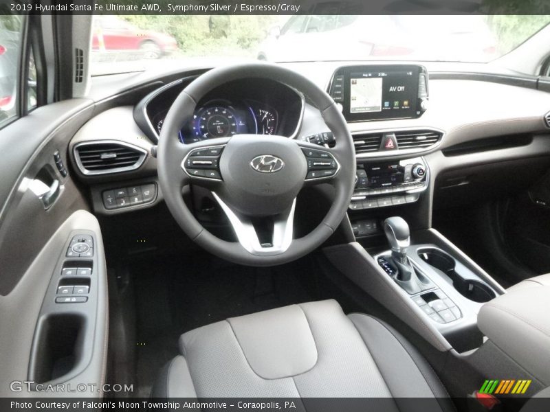 Symphony Silver / Espresso/Gray 2019 Hyundai Santa Fe Ultimate AWD