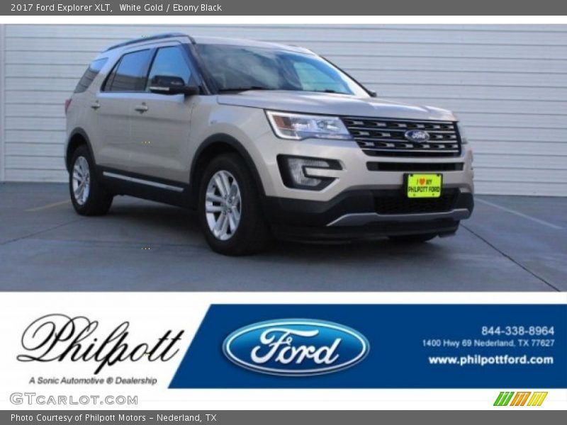 White Gold / Ebony Black 2017 Ford Explorer XLT