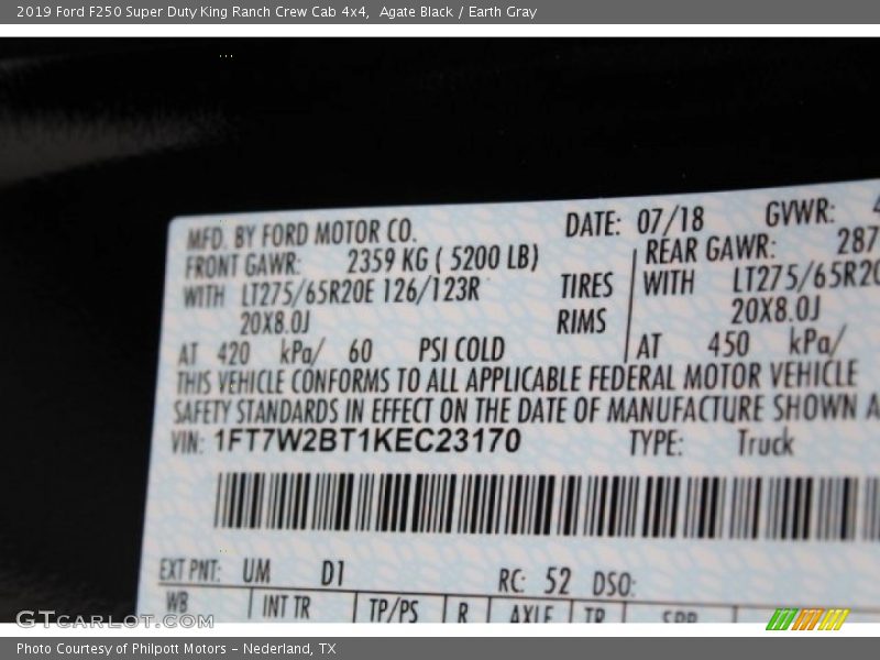 Agate Black / Earth Gray 2019 Ford F250 Super Duty King Ranch Crew Cab 4x4