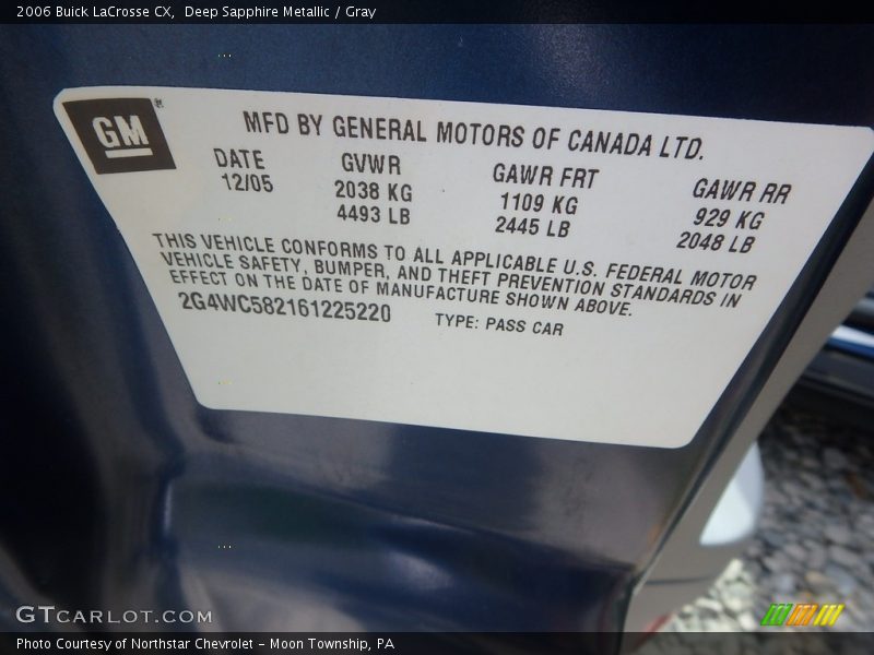 Deep Sapphire Metallic / Gray 2006 Buick LaCrosse CX