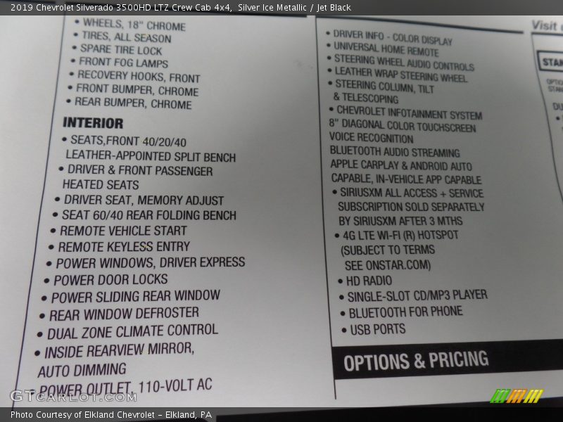 Silver Ice Metallic / Jet Black 2019 Chevrolet Silverado 3500HD LTZ Crew Cab 4x4