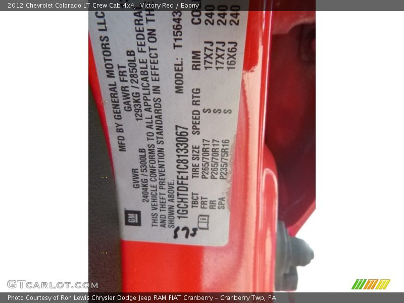 Victory Red / Ebony 2012 Chevrolet Colorado LT Crew Cab 4x4