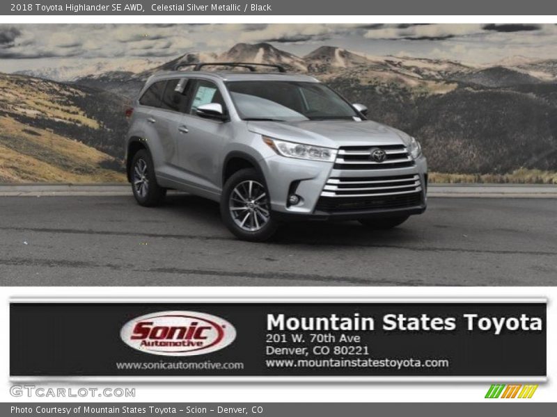 Celestial Silver Metallic / Black 2018 Toyota Highlander SE AWD