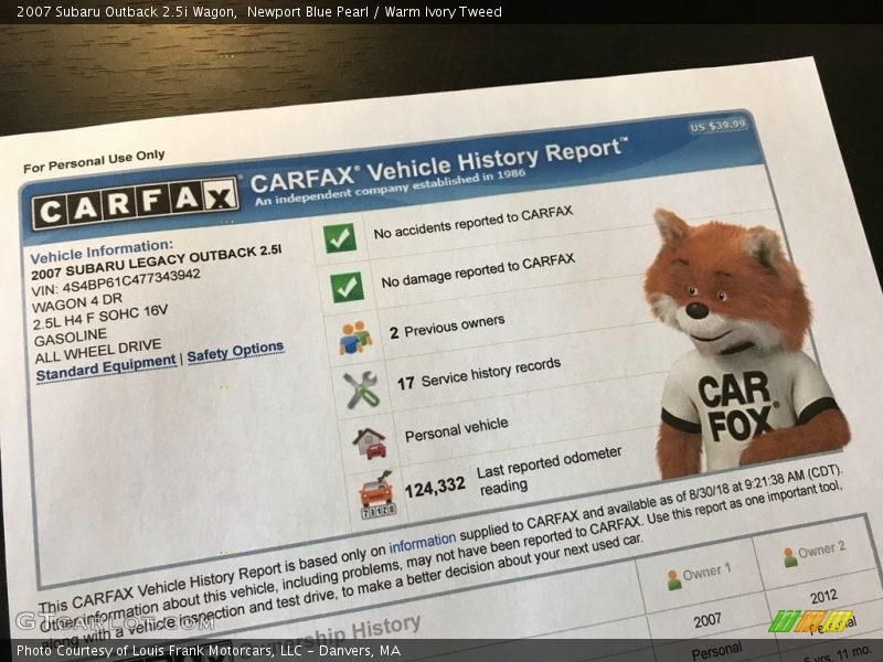 Newport Blue Pearl / Warm Ivory Tweed 2007 Subaru Outback 2.5i Wagon