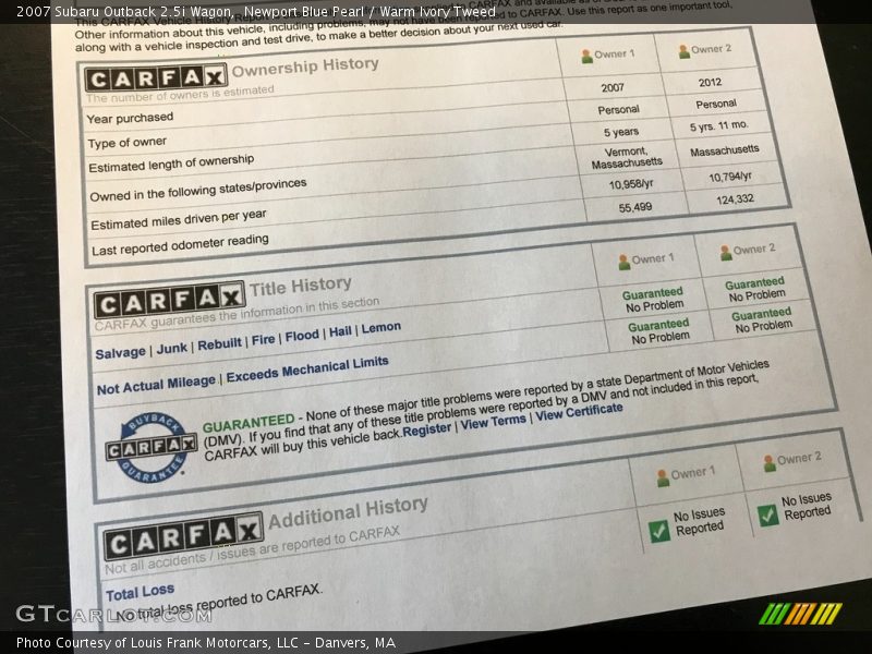 Newport Blue Pearl / Warm Ivory Tweed 2007 Subaru Outback 2.5i Wagon