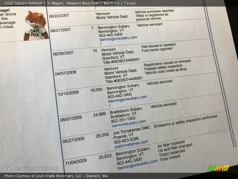 Newport Blue Pearl / Warm Ivory Tweed 2007 Subaru Outback 2.5i Wagon